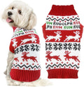 Dog Christmas Sweater Xmas Pet Clothes Cute Reindeer Christmas Dog Costume Outfits Holiday Knitwear Puppy Cat Jumpers New Year Gifts for Small Medium Large Dogs(Red Runing Deer,XS)