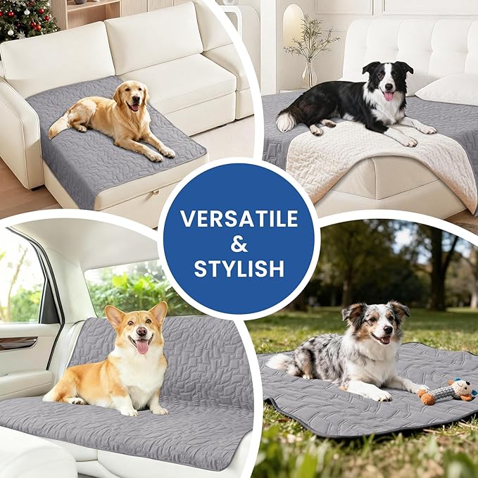 Waterproof Couch Covers for Pets, Waterproof Dog Bed Cover, Anti-Slip Soft Dog Blankets, Couch Cover for Dogs Washable, Pet Blanket for Puppy Large Dogs Cat (30x70 Inch, Light Grey)