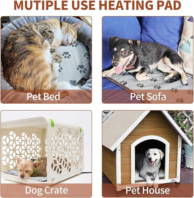 Cat Heating Pad 18x18 in with Smart Thermostat Switch and Power Line Protection Tube,Obtained MET and UL Dual Certification,Waterproof Pet Heating Pad for Cats-Rose