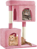 Yaheetech 33.5in Cat Tree, Small Kittens Tower w/Large Perch&2 Cozy Condos, Sisal Scratching Posts for Indoor Kittens/Cat, Stable Pet Activity Center Furniture, Pink