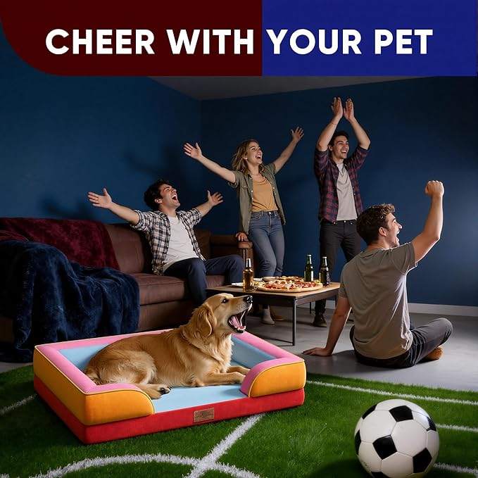 Comfort Expression Orthopedic Dog Bed for Large Dogs 36x27 Inch, Waterproof Egg Crate Foam Large Pet Bed with Removable Bolsters, Dog Couch with Washable Cover & Non-Slip Bottom, Miami