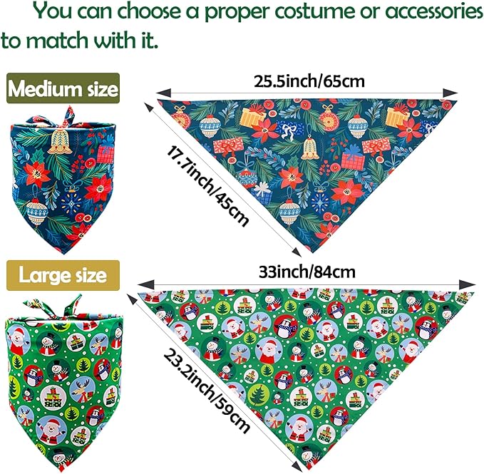 30 Pack Christmas Happy New Year Dog Bandanas Bulk 33 Inch Large Dog Bandanas XXL Stitch Dogs Bandana Grooming L