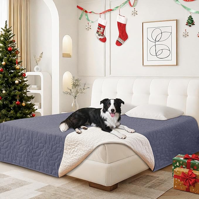Waterproof Couch Covers for Pets, Waterproof Dog Bed Cover, Anti-Slip Soft Dog Blankets, Couch Cover for Dogs Washable, Pet Blanket for Puppy Large Dogs Cat (30x70 Inch, Grey Blue)