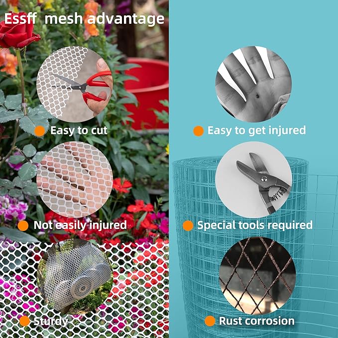 Pet & Garden Safeguard - 15.7IN x 49.2FT Roll - Black Plastic Netting, Multi-Use Decorative Fence for Poultry, Dogs, Rabbits,Chicken and Snake Barrier