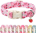 Strawberry Bow Dog Collar for Giant Large Dogs - Cute Pink Spring/Summer Girl Dog Collars, Lightweight Adjustable Female Girly Dogs Collars with Quick Release Buckle XL
