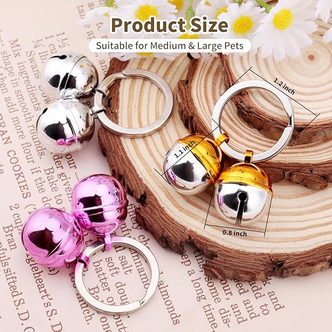 Dog Collar Bells, 2 Pack Extra Loud Dog & Cat Bells for Tracking & Safety, Stainless Steel Pet Tracker Training Bells for Small Medium Large Dogs & Cats (Purple)