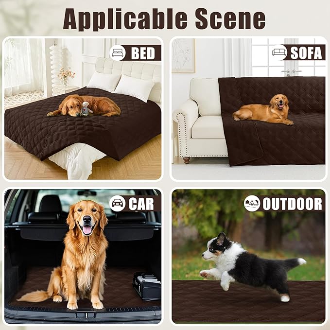 Smiry Waterproof Dog Bed Cover Blanket 30x70, Soft Reversible Pet Blanket, Washable Leakproof Cats Dogs Couch Cover for Sofa, Couch, Furniture, Chocolate/Chocolate