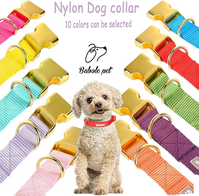 Nylon Dog Collar - Adjustable Red Soft Webbing Dog Collars for Small Medium Large Dogs Boy Girl Puppy Collar with Safety Metal Buckle XL