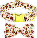 Thanksgiving Dog Collar, Turkey Dogs Collars Bow Tie Pet Collar Adjustable Pet Collars Premium Metal Buckle Autumn Leaf Necklace for Large Dogs