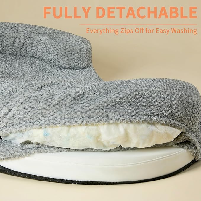 Orthopedic Memory Foam Dog Bed for Small Dogs - Washable & Waterproof & Removable Cover - Round Calming Dog Bed for Anxiety Relief(35 x 24 x 8 Inch)