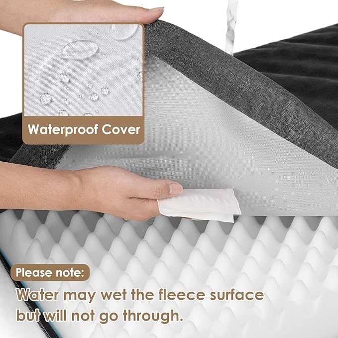 EHEYCIGA Waterproof Dog Bed Orthopedic 47"x29", Memory Foam Pet Bed for XXLarge Dog Bed, Washable Pet Mat with Removable Cover, Dark Grey