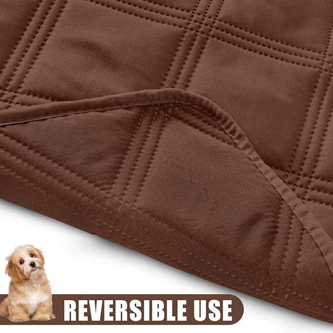 Smiry Waterproof Dog Bed Cover Blanket 52x82, Soft Reversible Pet Blanket, Washable Leakproof Cats Dogs Couch Cover for Sofa, Couch, Furniture, Brown/Brown