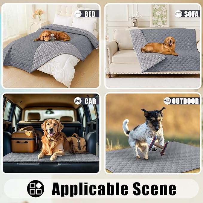 Smiry Waterproof Dog Bed Cover Blanket, Soft Reversible Pet Blanket, Washable Leakproof Cats Dogs Couch Cover for Sofa, Couch, Furniture (82x120 Inch, Grey/Light Grey)