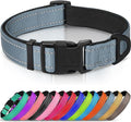 Joytale Reflective Dog Collar, Soft Neoprene Padded, Metal D-Ring, Nylon Pet Collar Adjustable for Small Dogs, Gray, S