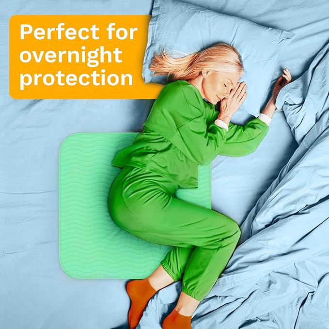 GREEN LIFESTYLE® Washable Underpads - Heavy Absorbency Reusable Bedwetting Incontinence Pads for Kids, Adults, Elderly, and Pets - Toddler Mattress Pads for Bed, Sofa, Floor (Pack of 2 - 34x36)