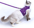 Cat Harness and Leash for Walking Escape Proof Breathable Mesh Fabric, Purple, XX-Large, Adjustable Cat Walking Jackets with DIY Beads, Padded Stylish Cat Vest