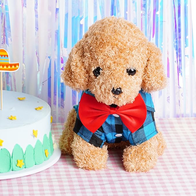 Tongcloud 3 Pack Plaid Puppy Cat Shirt Cute Cat Shirt Dog Shirt for Extra Small Dogs Cats Birthday Party and Holiday Photo