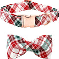 Dog Collar, Christmas Dog Collar Plaid Pet Collar Bow Holiday Bows Girl Boy Puppy Collar Adjustable Pet Collar for Small Dogs