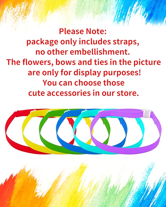 PET SHOW 150 Pack Dog Bow Tie Straps DIY Extension Strap with Adjustable Buckles 15 Colors Suitable for Almost All Types of Dog Bow Ties Newborn Puppy ID Collar Cat Pets Neckties Accessories