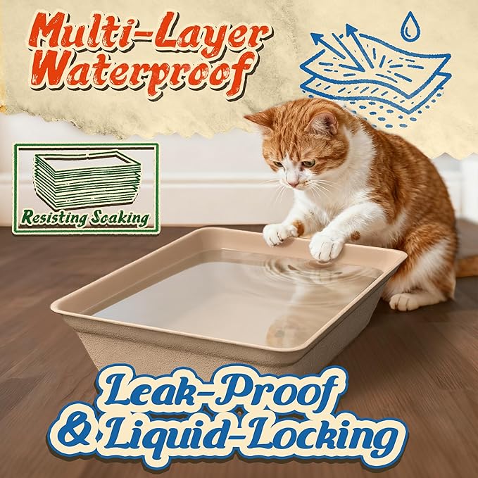 12-Pack Disposable Litter Boxes for Cats: 8/12/16 Portable Leak-Proof & Odor Control Tray for Kitty Foster Cats Indoor Travel 17.5''x13.6'' Litterbox Liner