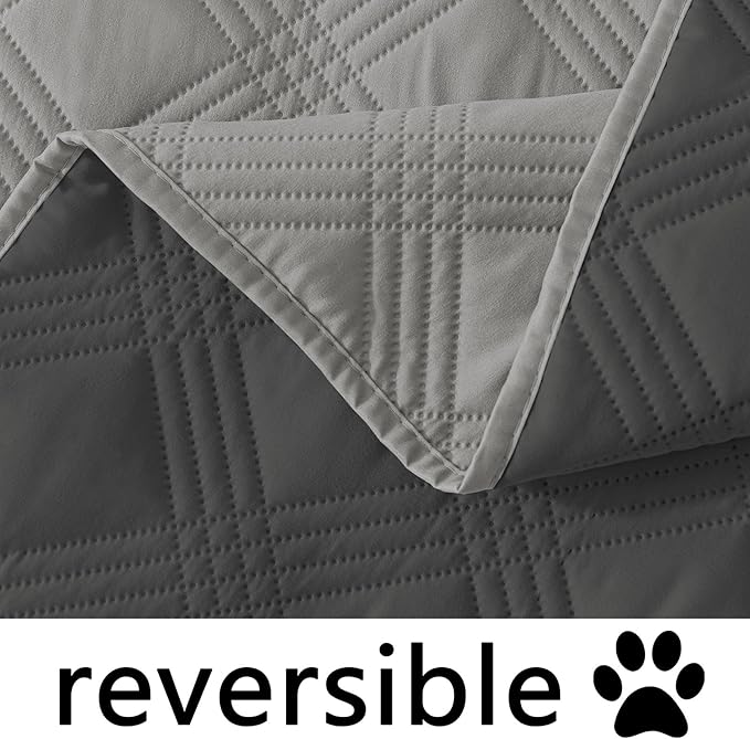 hyha Waterproof Dog Blanket, Reversible Pet Bed Blanket, Soft Sofa Couch Cover for Dogs Washable, Waterproof Pet Couch Covers for Sofa Puppy Cats Furniture Protector(30"x53", Grey/Dark Grey)
