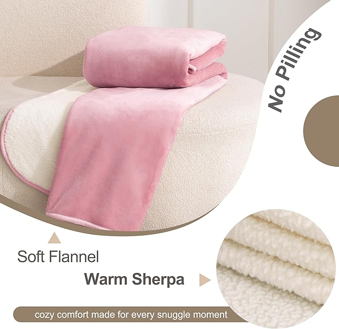 gogobunny Waterproof Bed Blanket, Reversible Sherpa Fleece Throw Blanket for Dog Puppy Cat, Furniture Cover Protects Bed Couch Sofa from Liquid Pee and Pet Fur (Pink, 30x70 inches)