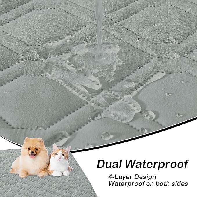 hyha Waterproof Dog Bed Blanket, Soft Pet Blankets, Waterproof Couch Cover for Dogs, Reversible Sofa Covers Washable for Furniture (82x102 Inch, Grey/Grey)