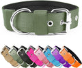 Heavy Duty Tactical Dog Collar - 1.5" Width Military Durable Thick Nylon with Adjustable Metal D Ring & Buckle Working Training K9 Collar for Medium Large Dogs (M(17"-20"), Army Green)