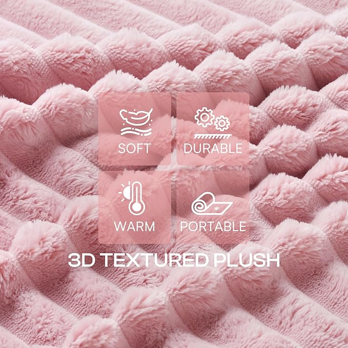 LINENLUX 1 Pack 3 Soft Fleece Dog Blanket for Pet Washable Warm Cat Puppy Fluffy Calming Flannel Beige/Pink/Grey Small