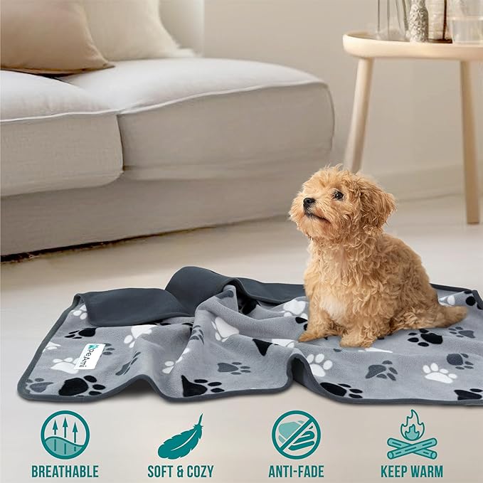 PetAmi Waterproof Dog Blanket for Medium Large Pets Dogs Cats, Pet Couch Cover Protector for Furniture, Reversible Washable Soft Fleece Cat Blanket for Bed Couch Sofa, 40x60 (Taupe/Beige)