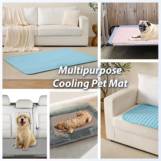 MICROCOSMOS Summer Cooling Mat & Sleeping Pad- Water Absorption Top, Materials Safe, Easy Carry, EZ Clean. Keep Cooling for Pets, Kids and Adults.(Dark Blue, 36" x36")