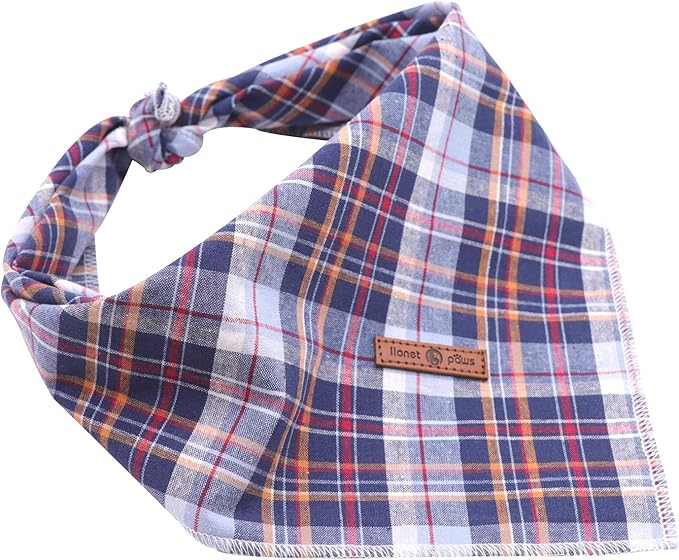 Lionet Paws Dog Bandana Washable Cotton Handkerchief Scarf Triangle Bandana for Small Medium Large Dogs DarkBlue