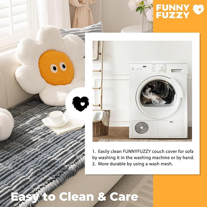 FUNNY FUZZY Pet Couch Covers for Sofa, Flannel Dog Couch Cover for Dogs Washable, Sofa Cover Furniture Protector Pet-Friendly Sofa Cover for Dogs & Kids (Dark Gray, 27.6"×82.7")