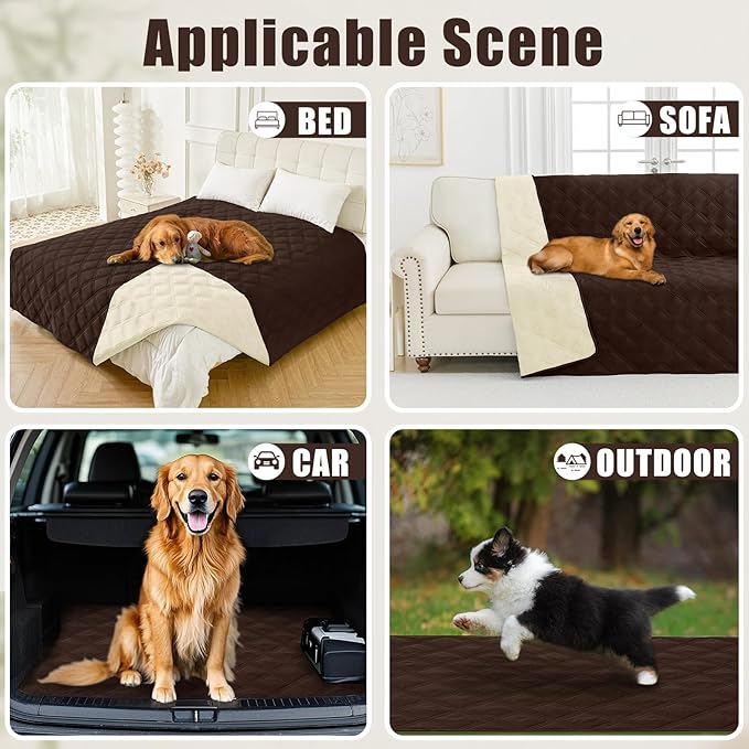 Smiry Waterproof Dog Bed Cover Blanket 40x50, Soft Reversible Pet Blanket, Washable Leakproof Cats Dogs Couch Cover for Sofa, Couch, Furniture, Chocolate/Beige