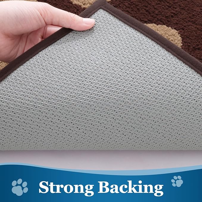 Buganda Dog Door Mat for Muddy Paws, Absorbent Dirt Trapper Washable Indoor Doormats, Non Slip Low-Profile Mud Mat for Dogs, Front Entrance Doormat for Inside Floor (47x24 Inches, Brown)