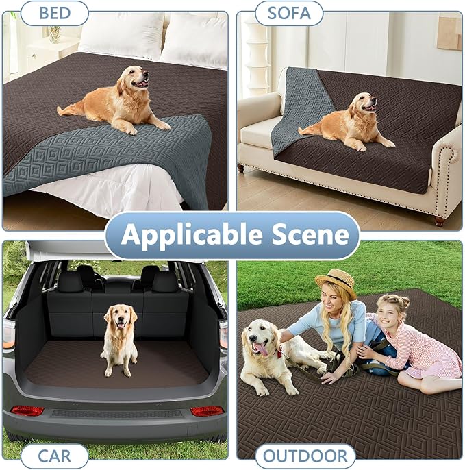 hyha Waterproof Dog Blanket, Soft Pet Bed Blankets, Waterproof Sofa Couch Cover for Dogs Washable, Reversible Pet Couch Covers for Sofa Furniture (30x90 Inch, Chocolate/Dark Grey)
