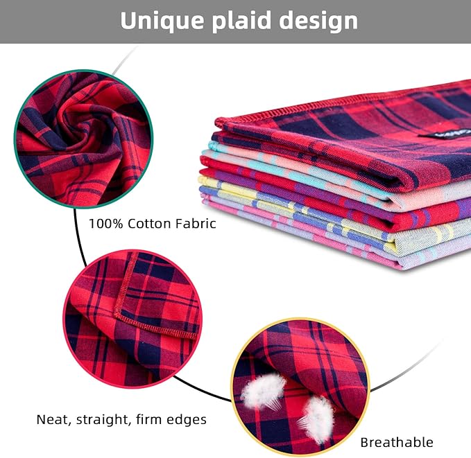 Small Dog Bandanas -5PCS Birthday Gift Puppy Bandana Vibrant Color Plaid Printing Adjustable Scarf Bib Handkerchief Accessories for Small XSmall Dog Cat pet