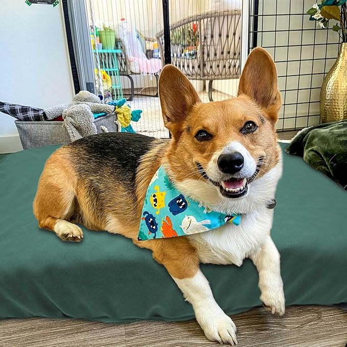 Dog Bed Cover Waterproof Replacement Machine Washable Covers for Dog Bed Heavy Duty Scratch Resistant Mattress Protector Pet Bed 20x15 Inch Dark Green Cover Only
