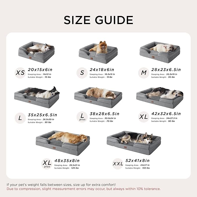 Bedsure Orthopedic Dog Beds Large Sized Dog - Washable Large Dog Cat Bed Waterproof, Comfort Dogs Couch Sofa with Washable Removable Cover, Pet Bed with Nonskid Bottom, Pink, 35"