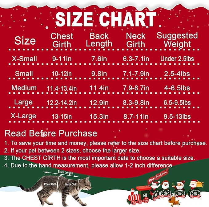 Cat Dog Christmas Sweater Pet Winter Warm Coat Pajamas Small Dog Sweaters Christmas Santa Sweater for Large Cats Small Dogs (Santa, L)