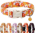 Fall Dog Collar Vintage Daisy Puppy Collar - Hippie Flower Dog Collars Light Comfortable Adjustable Pet Collars for Small Medium Large Girl Boy Dogs S