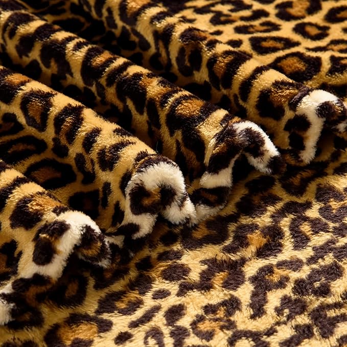 Bnuitland Leopard Print Fleece Flannel Throw Blanket, Super Soft 300 GSM Double Sided for Bed Sofa Travel, Fuzzy Fluffy Cheetah Print Blanket for Adults and Kids, 50x70inch