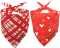 Realeaf Valentine's Day Dog Bandanas 2 Pack, Reversible Red Plaid Heart Dog Scarf for Boy and Girl, Premium Durable Fabric, Holiday Love Bandana for Large and Extra Large Dogs Pets (Large)