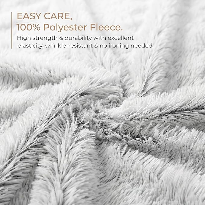PJYuCien Dog Blankets for Medium Large Dogs Washable - Fluffy Fuzzy Cat Blanket for Couch, Puppy Throw for Furniture with Polyester Fleece, Super Soft Plush for Pet Kitten Doggy, Grey, 50" x 60"