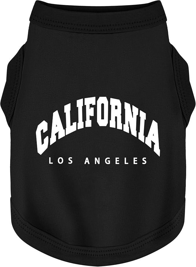 Discover Cozy Cotton Canine Wear: Soft, Lightweight, and Breathable Dog Shirt Vest with Eye-Catching Graphics(California), Keeping Your Furry Friend Warm and Comfy! Black XXS