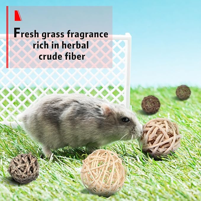 Skylety 15 Pieces Small Animal Chew Balls Rabbits Bunny Treat Chew Toys Guinea Pigs Chinchilla Balls Rolling Activity Play Grass Toys for Pet Teeth Grinding Gnawing Biting(Classic Style,1.97")