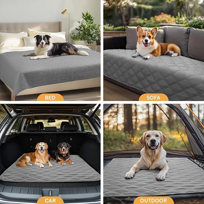 Luciphia 100% Waterproof Couch Cover Blanket for Dogs Anti-Slip Pet Couch Protector Sofa Mat Puppy Cat with Non-Slip Bottom, Light Grey, 68x82 Inch