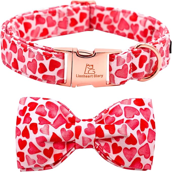 Lionheart Glory Dog Bow Collar with Hearts & Bows for Medium Dogs