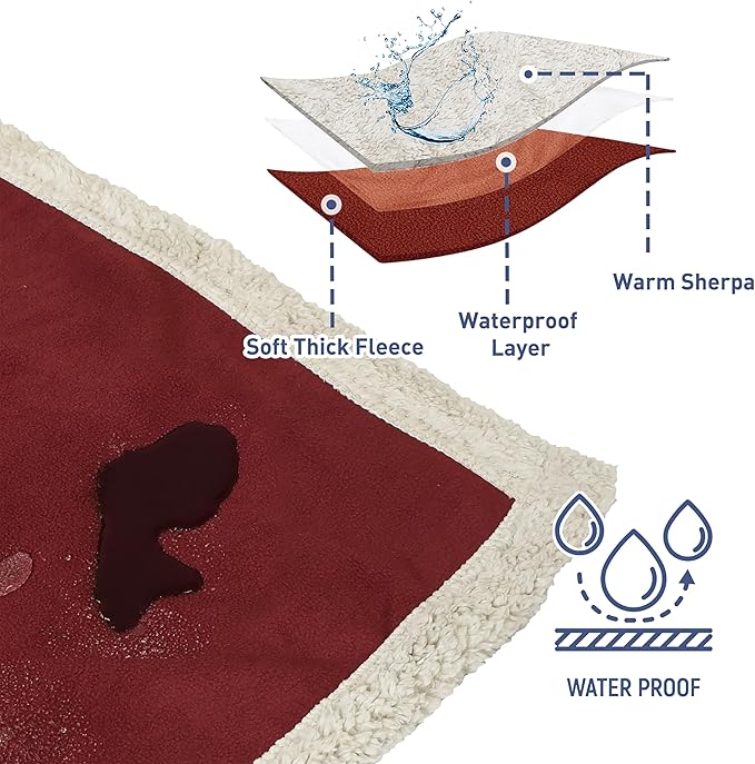 Kritter Planet Waterproof Bed Blanket for Couples, Washable Stain Proof Pad Bed Cover, Reversible Leakproof Protector, Liquid Pee Proof Blanket for Couch Sofa, 80x90 inch, King Size