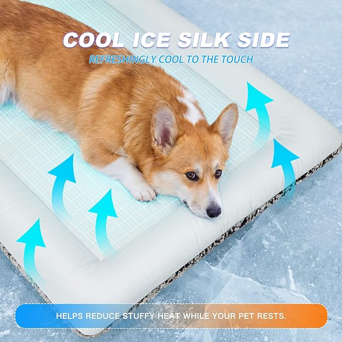 Self Warming Cat Bed, Reversible Warming Cooling Cat Bed, Winter Warm Cats Pad & Summer Cooling Cats Mat, Soft Pet Mat for Kitty & Small Dogs, Perfect for Crates, Kennels, Beds, Sofas, Gray, 18"x24"